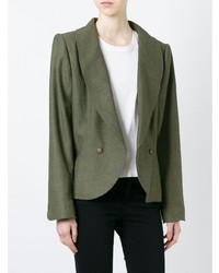 Женский оливковый двубортный пиджак от Emanuel Ungaro Vintage