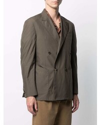 Мужской оливковый двубортный пиджак от Caruso