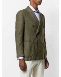 Мужской оливковый двубортный пиджак от Gabriele Pasini