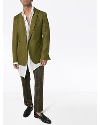 Мужской оливковый двубортный пиджак от Haider Ackermann