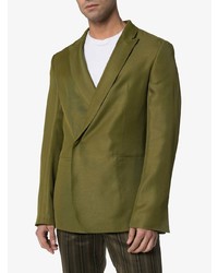 Мужской оливковый двубортный пиджак от Haider Ackermann