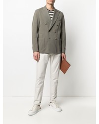 Мужской оливковый двубортный пиджак от Eleventy