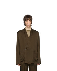 Мужской оливковый двубортный пиджак от Dries Van Noten