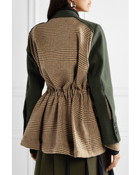 Женский оливковый двубортный пиджак от Sacai