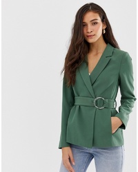 Женский оливковый двубортный пиджак от Vila