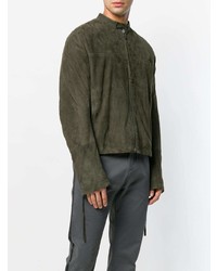 Мужской оливковый замшевый бомбер от Haider Ackermann