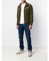 Мужской оливковый замшевый бомбер от Eleventy