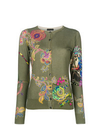 Оливковый кардиган с "огурцами"