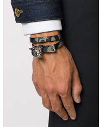 Мужской оливковый кожаный браслет от Alexander McQueen