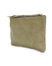 Оливковый кожаный клатч от Caravana