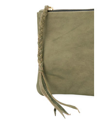 Оливковый кожаный клатч от Caravana