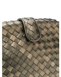 Оливковый кожаный клатч от Bottega Veneta