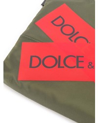 Мужской оливковый кожаный мужской клатч с принтом от Dolce & Gabbana