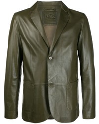 Мужской оливковый кожаный пиджак от Desa 1972