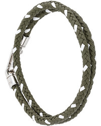 Мужской оливковый кожаный плетеный браслет от Tod's