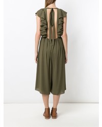 Оливковый комбинезон с рюшами от Olympiah