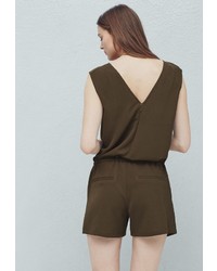 Оливковый комбинезон с шортами от Mango