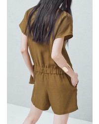 Оливковый комбинезон с шортами от Mango