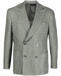 Мужской оливковый льняной двубортный пиджак от Corneliani