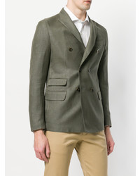 Мужской оливковый льняной двубортный пиджак от Eleventy