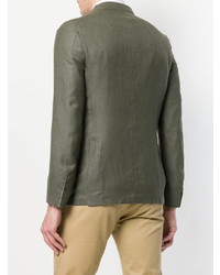 Мужской оливковый льняной двубортный пиджак от Eleventy