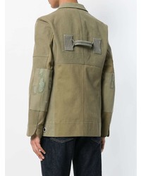 Мужской оливковый льняной двубортный пиджак от Junya Watanabe MAN