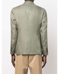 Мужской оливковый льняной двубортный пиджак от Tagliatore