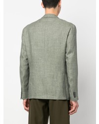 Мужской оливковый льняной двубортный пиджак от Corneliani