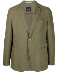 Мужской оливковый льняной пиджак от BOSS