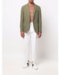 Мужской оливковый льняной пиджак от BOSS