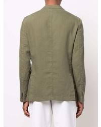 Мужской оливковый льняной пиджак от BOSS