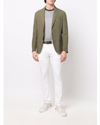 Мужской оливковый льняной пиджак от BOSS