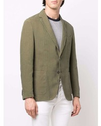 Мужской оливковый льняной пиджак от BOSS