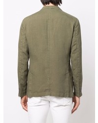 Мужской оливковый льняной пиджак от BOSS