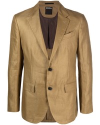 Мужской оливковый льняной пиджак от Zegna
