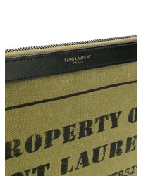 Мужской оливковый мужской клатч из плотной ткани от Saint Laurent