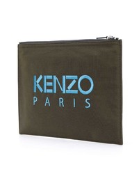 Мужской оливковый мужской клатч с вышивкой от Kenzo