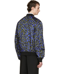 Мужской оливковый нейлоновый бомбер с леопардовым принтом от DSQUARED2