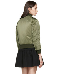 Женский оливковый нейлоновый бомбер от Saint Laurent