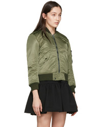 Женский оливковый нейлоновый бомбер от Saint Laurent