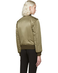 Женский оливковый нейлоновый бомбер от Saint Laurent