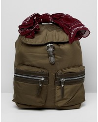 Женский оливковый нейлоновый рюкзак от Pull&Bear
