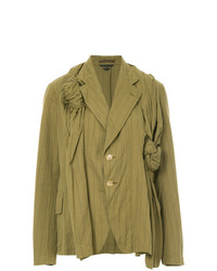 Женский оливковый пиджак в вертикальную полоску от Comme Des Garçons Vintage