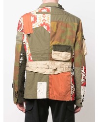 Мужской оливковый пиджак в стиле пэчворк от DSQUARED2