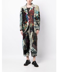 Мужской оливковый пиджак в стиле пэчворк от Yohji Yamamoto
