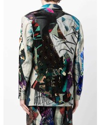 Мужской оливковый пиджак в стиле пэчворк от Yohji Yamamoto