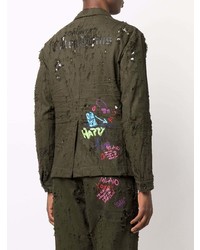 Мужской оливковый пиджак с принтом от DSQUARED2