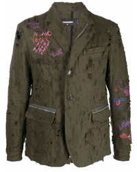Мужской оливковый пиджак с принтом от DSQUARED2