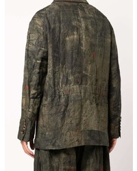 Мужской оливковый пиджак с принтом от Ziggy Chen