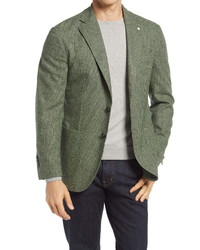 Оливковый пиджак с узором "гусиные лапки"
